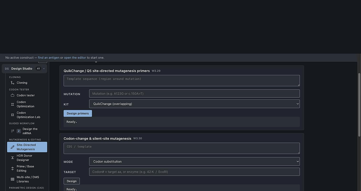 Nucleora sequence editor - mRNA linear view with feature map